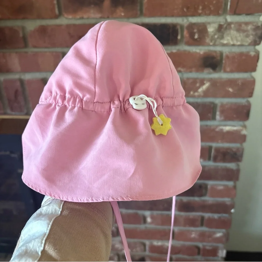 Pink Sun Hat - Baby Bucket Hat Adjustable UVF 50 Protectant 0-6 months
